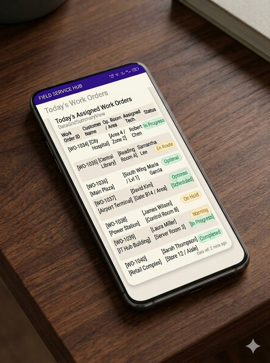 Assigned work orders dashboard for field technicians