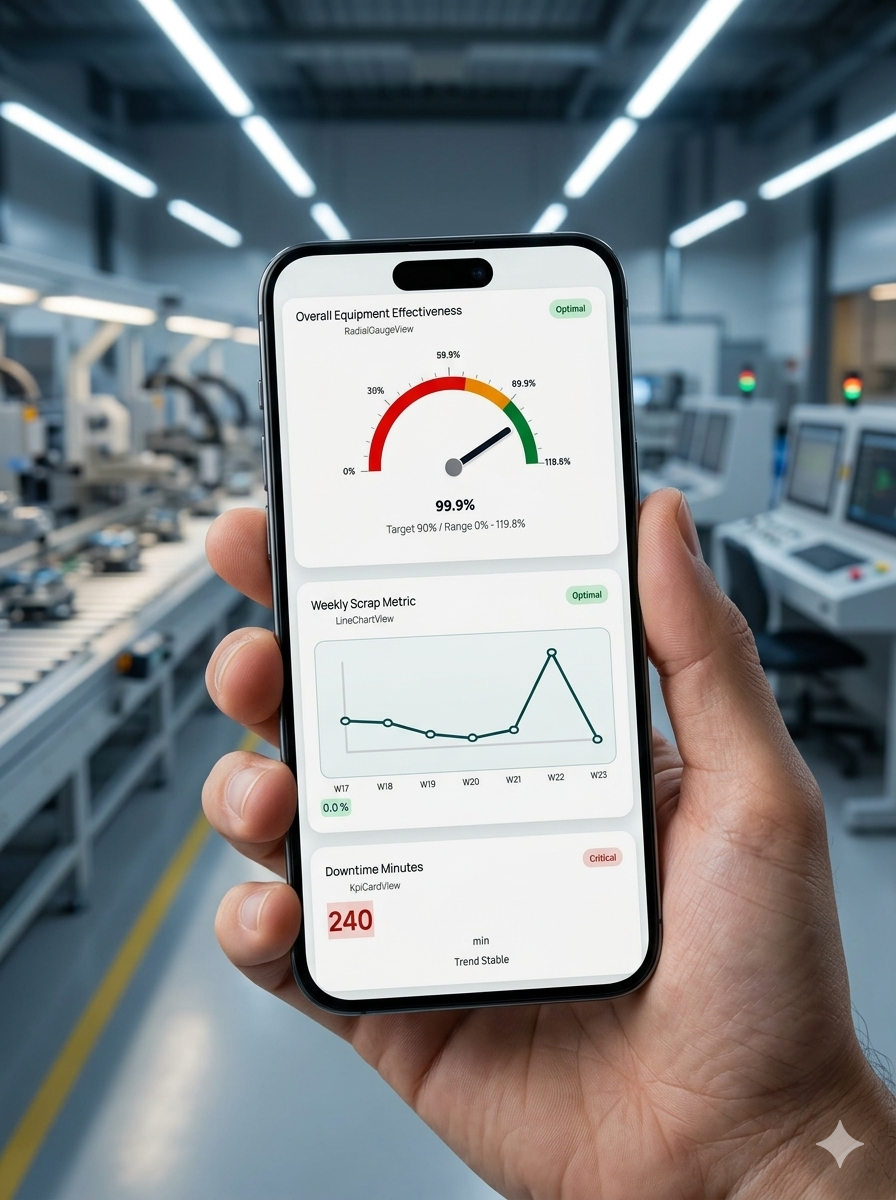 Production dashboard for manufacturing logs